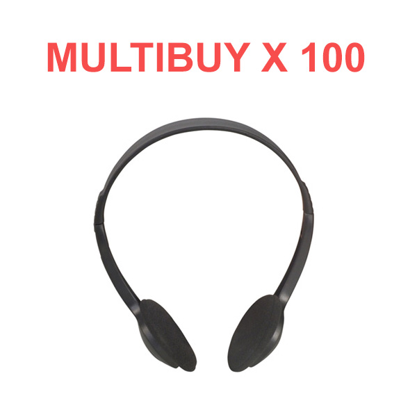 Multi Buy x 100 Computer Headphones in Black with 2 metre lead